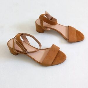 J. Crew tan/camel color suede leather block heel sandals